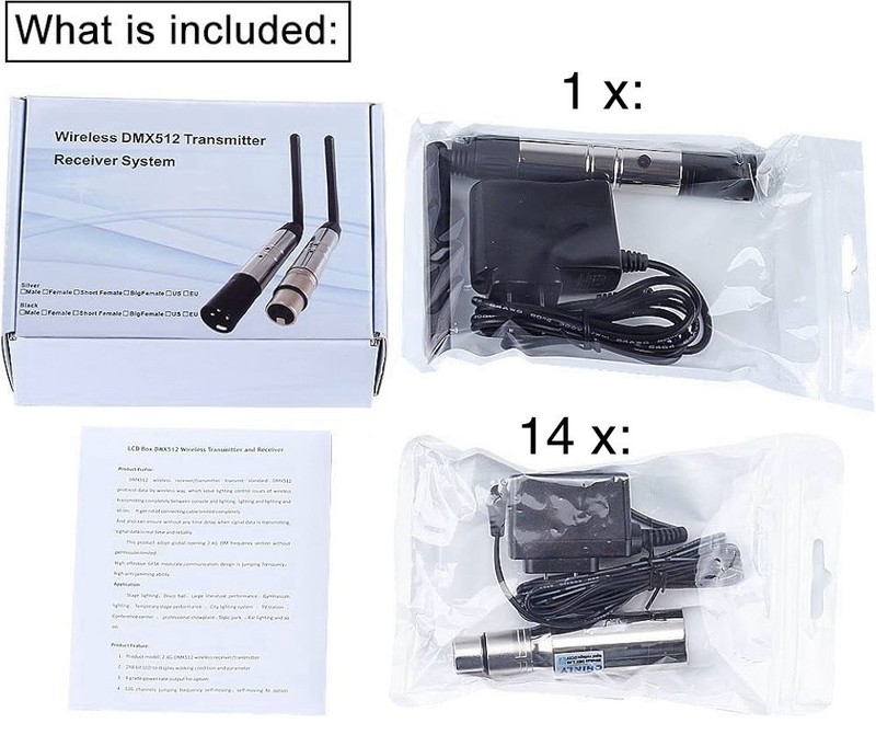 15 DMX Wireless 14 Receivers/Dongles +1 Transmitter + Adapters 512 Dfi DJ 2.4G