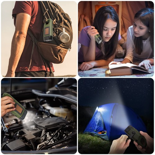 2-Pack Hand Crank Solar Powered Flashlight, Emergency Rechargeable LED Flashl... - Picture 7 of 9