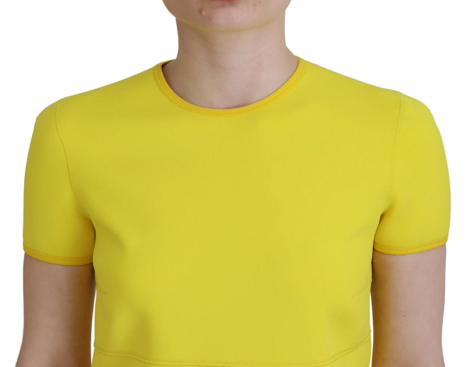 DSQUARED2 Dsquared² Mini Abito Donna Giallo Nylon Maniche Corte Girocollo Autentico
