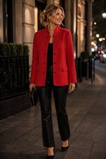 Talbots Womens Plus Red Military Blazer Jacke...