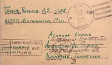 Massachusetts U.S. Navy [Navy 10121 Sta. Navy Reserve Med. Sch.} 1943 4-bar  194