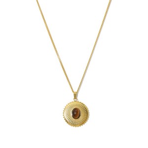 Authentic Gold Plated Tiger Eye Stone Pendant Necklace