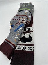 Alpine Design Snowsport Socks Aztec Mountain Bison Sz L Burgundy 2pr Western