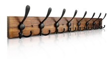 Wall-Mounted Coat Rack 31.5'' Rustic Brown Hooks for Coats, Hats, Towels - Home