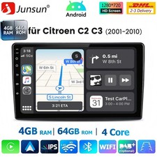 4+64GB Android 15 Autoradio DSP Navi FM WiFi Carplay Für Citroen C2 C3 2001-2010