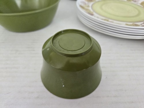Melamine Melmac Grapes & Leaves Avacado Green Dinnerware Set FREE SHIPPING - Picture 3 of 21