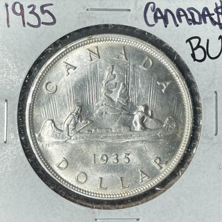 1935 CANADA SILVER DOLLAR BU BEAUTIFUL COIN 80% SILVER