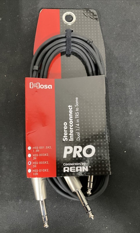 Hosa HSS-005 Pro Balanced Interconnect Cable REAN Connectors 1/4" TRS to Same 5'