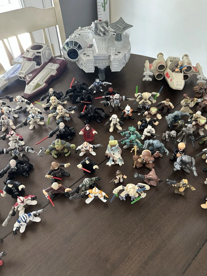 Imaginext Playskool Hasbro Star Wars Galactic Heroes Lot With 3 Vehicles & Figs - Image 2 of 3