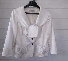 Tahari Arthur S Levine Satin Blazer Jacket With Bow Black Beaded Buttons Size 8