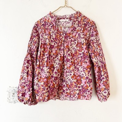 Love the Label Charisma Pink Floral Pleated Ruffle Boho Peasant Blouse S