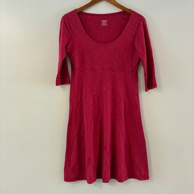 Toad&Co Dress S Pink ALine 3/4 Sleeve Organic Cotton Tencel Eco Travel Boho Gorp