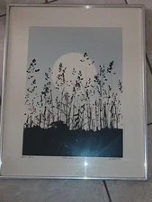 Richard Ehrlich Still Air Signed Black White Gray Print Framed 17.5" x 21.5"