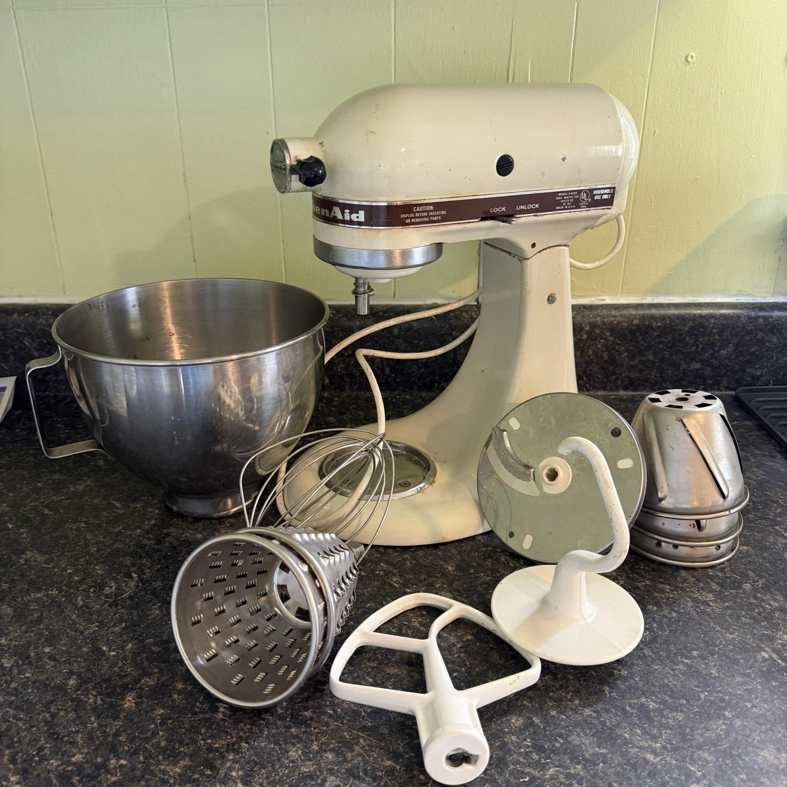 Vintage KitchenAid Stand Mixer K45SS Beige Cream Tested with Attachments
