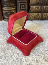 Rare Antique Pink Velvet Footed Ring Jewelry Presentation Box Display Case Vtg