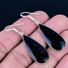Purple Sunstone 925 Silver Plated Handmade Earrings of 1.97"