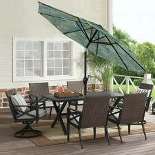 Mainstays 9' Round Patio Market Umbrella Palm Crank Lift 3-Angle Tilt
