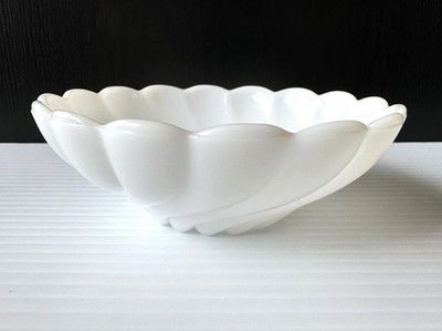 Vtg Hazel Atlas Glass Small White Swirl Bowl 4.75  MCM