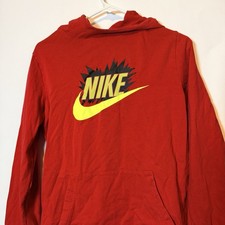 Nike Youth Hoodie Red Graphic Logo Pullover Sweatshirt Youth Large