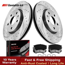 Front Disc Rotors + Ceramic Brake Pads For 2010-2013 2014 2015 Chevy Camaro V6