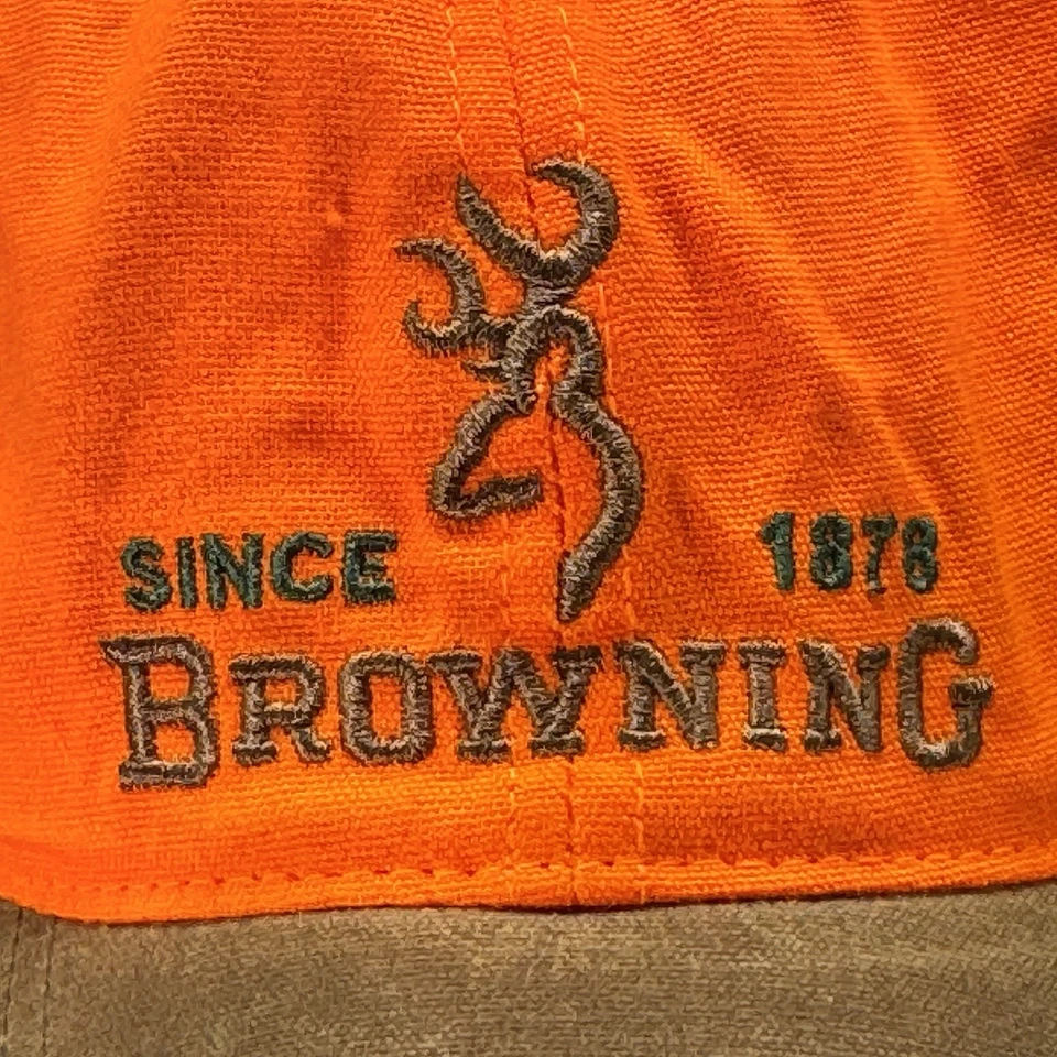 Browning охотников бейсбольная шляпа с ремешком назад яркий безопасности оранжевый коричневый винтажный - Изображение 3 из 4