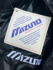 NWT Vtg Mizuno Polyurethane Wet Look PVC Pullover Baseball Jacket Black Mens L