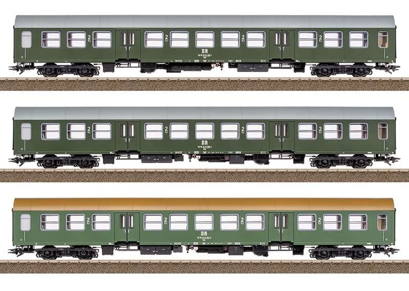 Trix 23180 Halberstädter Mitteleinstiegswagen-Set 3 teilig DR Ep.IV HO 1:87 NEU - Bild 1 von 1