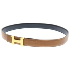 HERMES Constance H belt Brown Leather Gold Hardware  A Stamped Used c77542a3cf56
