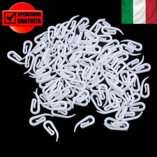 100 ganci decorativi per tende in plastica bianca, cursori in nastro di nylon