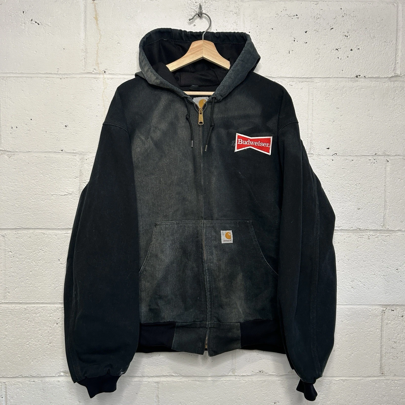 Carhartt Thermal Hooded Active Jacket “Black” Budweiser J131 BLK Men’s XL