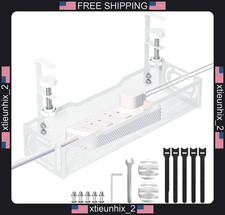 Under Desk Cable Management Tray No-Drill Mesh Organizer Steel Large Capacity