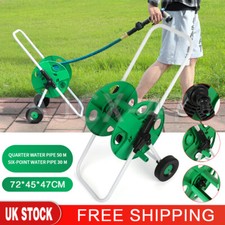 Garden Hose Reel Trolley 50M Portable Water Pipe Free Standing Hose Cart New
