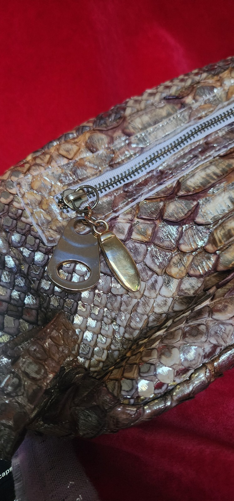 Rashedah Metallic Gold Python Medium Clutch Bag - image 8