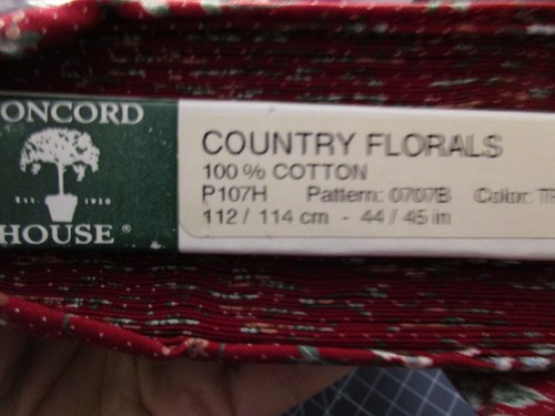 Older Vintage 1 Yard Cotton Fabric Floral & Dots on Dark Red Background Concord - Picture 6 of 6