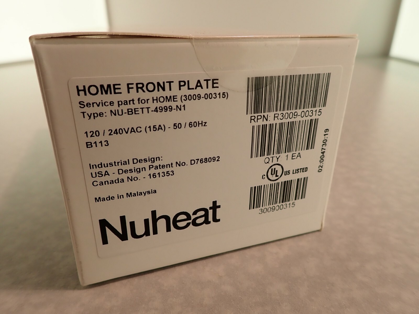 NuHeat Nvent Home Front Plate 3009-00315 Programmable touchscreen thermostat New