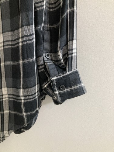 BP Shirt Womens Extra Small Black Plaid 100% Rayon Button Long Sleeve Super Soft - Picture 5 of 6