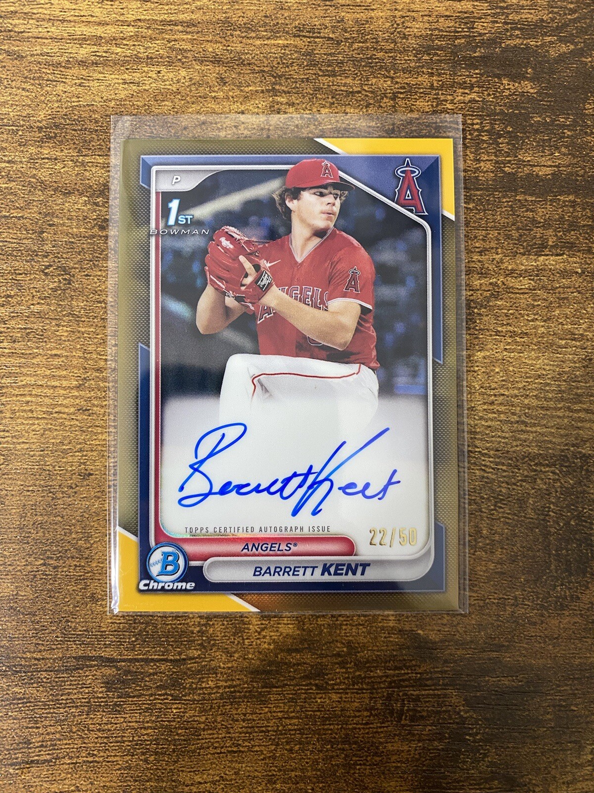 Barrett Kent 2024 1st Bowman Chrome Gold Refractor Autograph /50 Angels