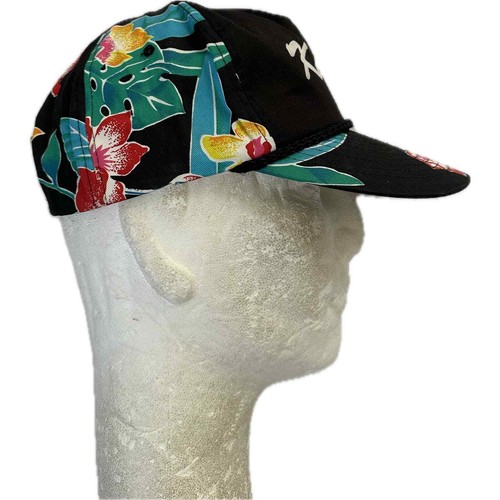Vintage 90s Kauai Hawaii Black Neon Floral Aloha Snapback Hat VTG - Picture 6 of 8