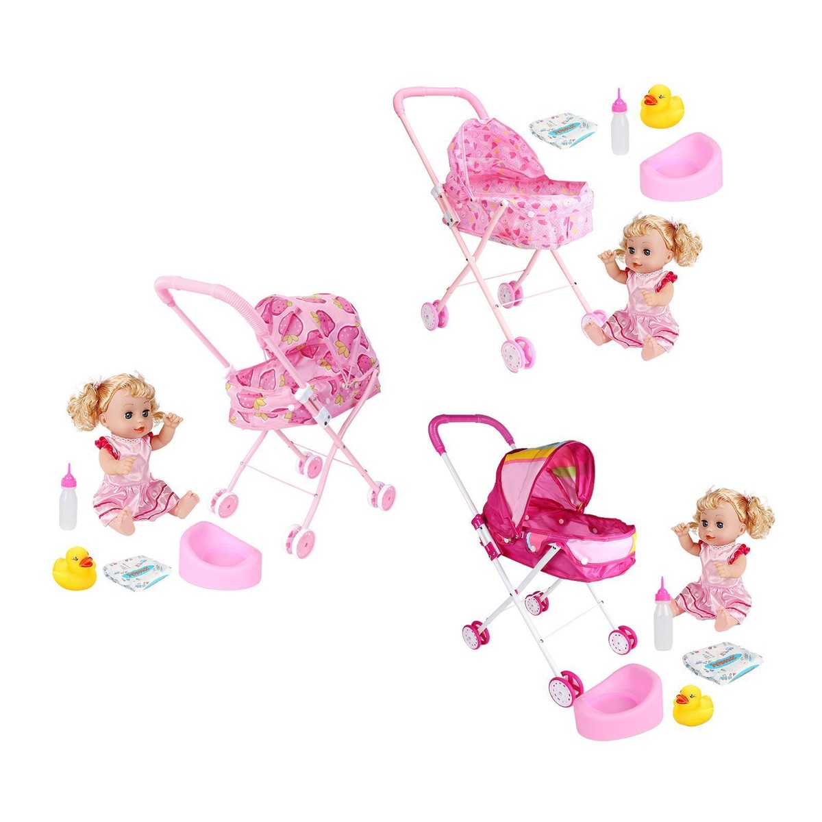 Lovely Baby Girl Doll Stroller Pretend Play Toy BJD Decoration for Toddlers