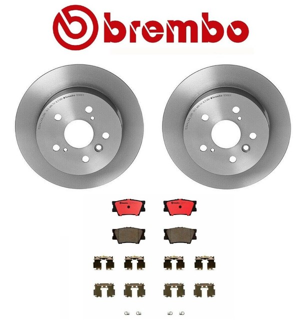 Pair Set of 2 Rear 281mm Coated Solid Disc Brake Rotors Brembo for Toyota Lexus