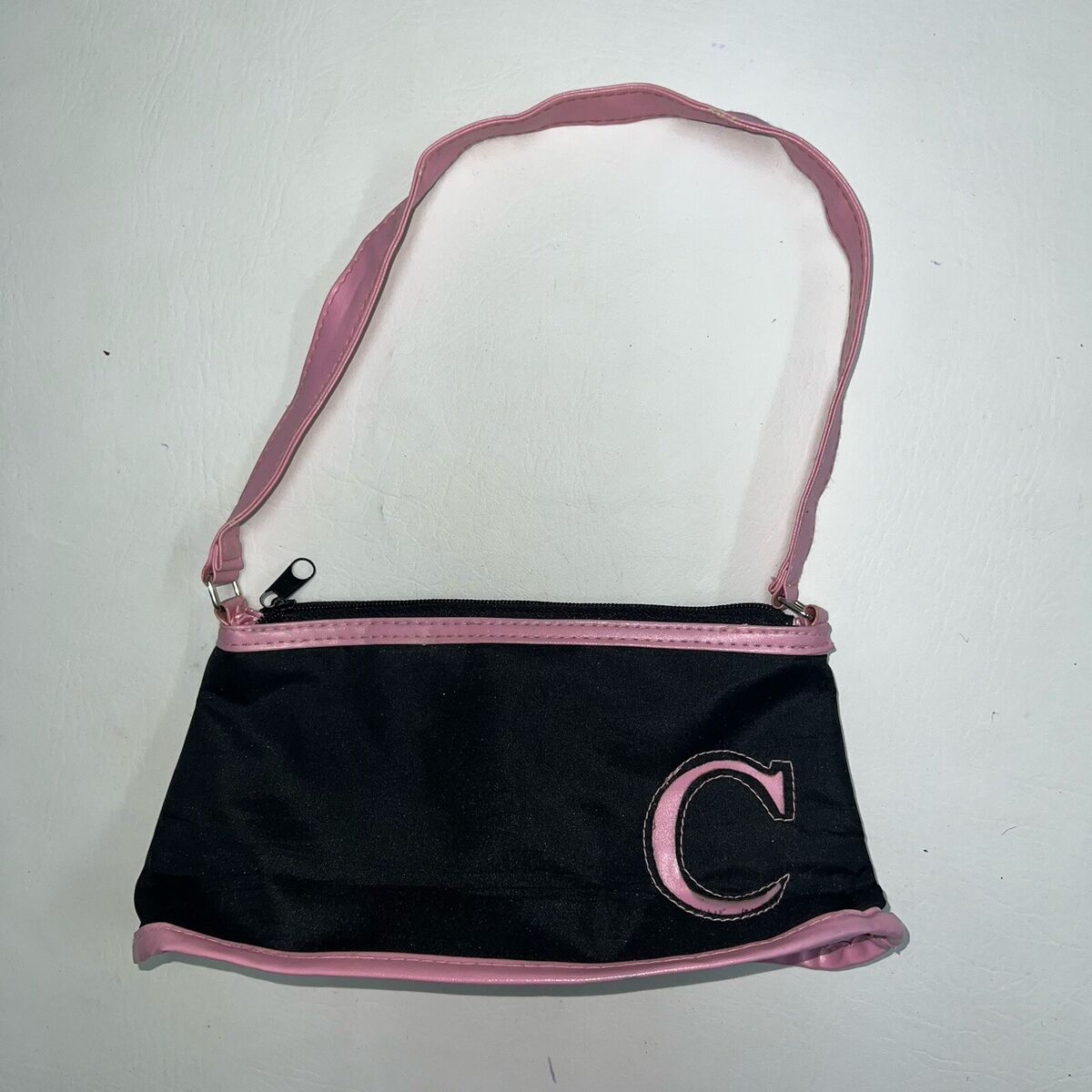 VINTAGE Y2K 90s Purse Shoulder Bag Initial C Black Pink VINTAGE Y2K 90s Purse Shoulder Bag Initial C Black Pink