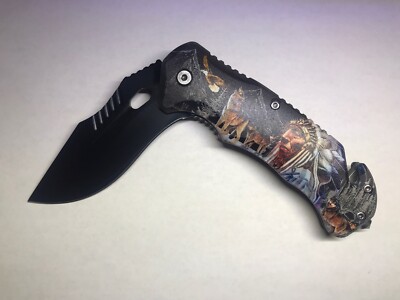 ElitEdge Indian Wolves Eagle Folding Knife 