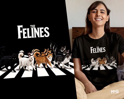 The Felines T-Shirt Musik Band Parodie Shirt Geschenk Tee für Katzenliebhaber Musikfans