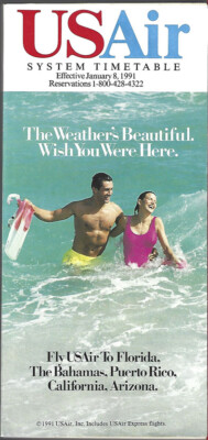 USAir system timetable 1/8/91 [3080] Buy 4+ save 25%