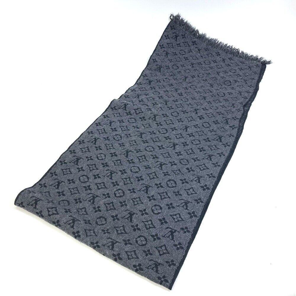 Louis Vuitton Monogram Classic Scarf Navy Blue Wool