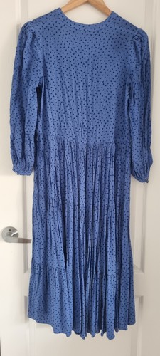 Mister Zimi Dress Size 10 Natalie Smock Blue & Black Midi - Picture 8 of 8
