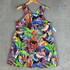 Anthropologie Orane Sigal Swing Mini Dress Plus 1X Multi Tropical Bird NWT NEW