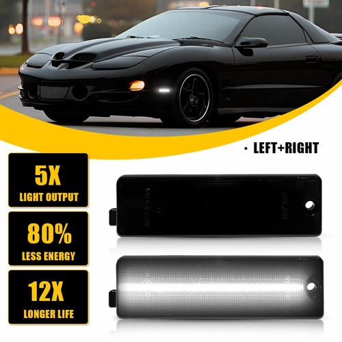 Lens Smoked LED White Rear Bumper Side Lights Marker For 1993-2002 Chevy Camaro - Picture 17 of 19