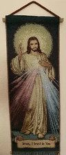 Divine Mercy, Jesus I Trust In You, Woven Mini Banner from Italy 