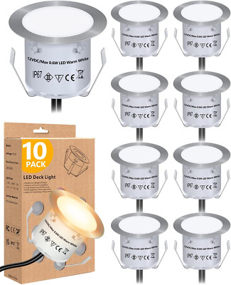 Recessed LED Deck Light Kits(10 Pack), 12V Low Voltage Landscape Lighting IP67 W